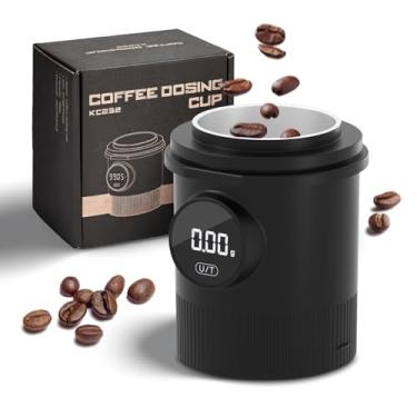 Imagem de Copo dosador de café com balança - balança de café expresso recarregável de precisão de 0,1 g, balança de café de aço inoxidável 304, copo de pó compatível com filtro portátil de 58 mm