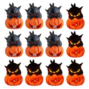 Imagem de Velas De Halloween | 12 Peças Velas de Abóbora Sem Chama Halloween - Iluminação Decorativa a Pilhas para Festas Aniversário Natal Jantar Quarto Interior Exterior