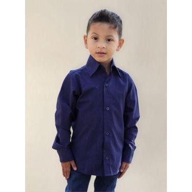 Imagem de Camisa Social Infantil E Juvenil Manga Longa Lisa - Maximus, Azul, Mar