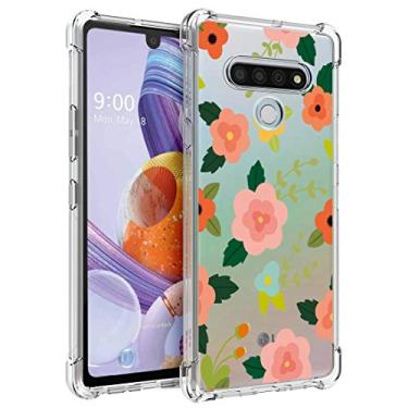 Imagem de Capa para celular LG Stylo 6 da Osofpter; Flor transparente para meninas; Cantos reforçados transparentes e reforçados; Capa de celular flexível com absorção de choque TPU para LG Stylo 6, LG Stylo 6 Case-Cartoon Flower