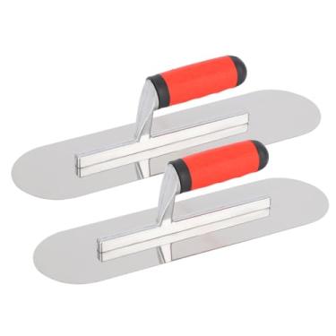 Imagem de ESreake Conjunto de 2 peças de ferramentas de concreto de aço inoxidável, tamanho grande inclui ferramenta manual de alvenaria de 30 x 10 cm, 35 x 10 cm com alça macia, leve, espátula de gesso para