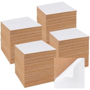Imagem de HEIHAK 200 peças de folhas autoadesivas de cortiça 10 x 10 cm (10 x 10 cm) para artesanato faça você mesmo, decoração de mesa de casa