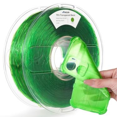 Imagem de AMOLEN Filamento de impressora 3D TPU 95A 1,75 mm, filamento verde transparente TPU de alta dureza e resiliência, filamento 3D flexível de 1 kg, precisão dimensional +/- 0,02 mm, adequado para a