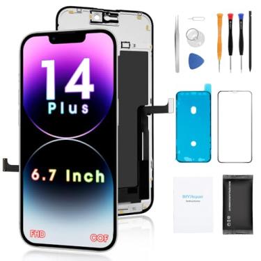 Imagem de Tela de substituição premium para iPhone 14 Plus (A2632, A2885, A2886, A2887) Tela sensível ao toque 3D de 6,7 polegadas, kit de reparo completo com adesivo à prova d'água, vidro temperado de