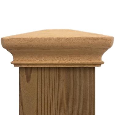 Imagem de Tampa de poste de pirâmide de madeira 4x4 da Captiva - Uma peça sem esquadria - lábio estendido de 9,5 cm - (3-1/5.1 cm x 3-1/5.1 cm)