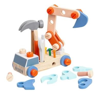 Imagem de Kokiya Conjunto de ferramentas de madeira para carro, brinquedos de construção, habilidades motoras finas, brinquedos educativos de aprendizagem, conjunto de