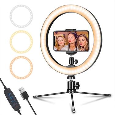 Imagem de Kit Youtuber Microfone Ring Light 26Cm Iluminador Mini Tripé