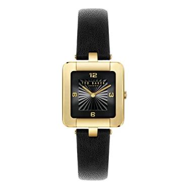 Imagem de Ted Baker Relógio feminino preto com pulseira de couro vegano (modelo: BKPMSS3019I), Preto