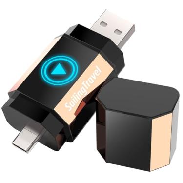 Imagem de Lipstick Series (ímã embutido) adaptador automotivo sem fio para carplay/Android para iPhone e telefone Android, adaptador dongle de conversão com fio para sem fio, tamanho mini com USB e tipo C 2.0