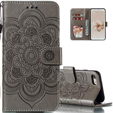 Imagem de LEECOCO Capa para iPhone 8 Mandala Embossing Luxury PU Leather Flip Notebook Carteira Estilo Livro Suporte Magnético Slot para Cartão Folio Bumper Capa de Proteção para iPhone 7 polegadas 4,7