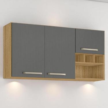 Imagem de Armário Susp. 3 Portas 3 Gaveteiros 1,20 Lapis Freijó Gris