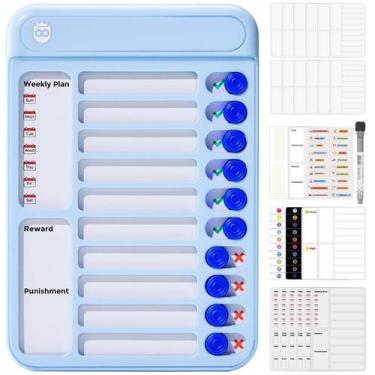 Imagem de Chore Chart Owlprince Magnetic para crianças com 12 folhas azuis