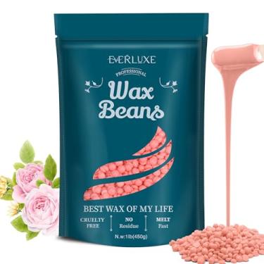 Imagem de Everluxe Contas de cera rosa de 0,5 kg para depilação - contas de cera para pele sensível com extrato de rosa - perfeitas para biquíni/brasileiro/depilação facial/corpo - contas em casa para mulheres