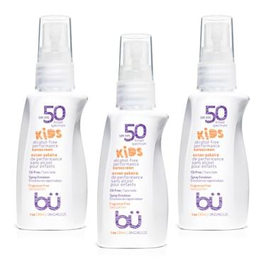 Imagem de Protetor solar infantil BU SPF 50 Spray para rosto e corpo, spray sem aerossol, sem fragrância, transparente, não oleoso, resistente à água, sem fragrância, 28 g (pacote com 3)