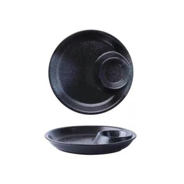 Imagem de Prato jiaozi redondo esmaltado de cerâmica de 25,4 cm com personalidade criativa japonesa - Heizhen