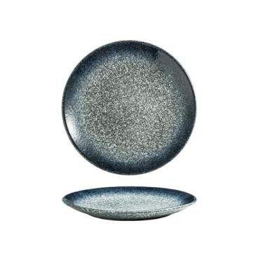 Imagem de Prato redondo de cerâmica de 30 cm para bife doméstico japonês minimalista - 10 pratos rasos [safira