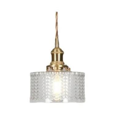 Imagem de Lustre De Vidro Com Listras Verdes E27, Luminária Pendente Para Sala D