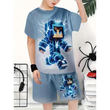 Imagem de Conjunto Infantil Masculino Verão 2025 Casual Fashionável Com Estampa 