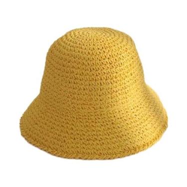 Imagem de Chapéu De Palha Feminino Para Praia, Verão, Aba Larga, Estilo Pescador