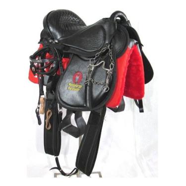 Imagem de Cela Preta Mangalarga M. Australiana Soft Gel Luxo Tradicional Com Arr