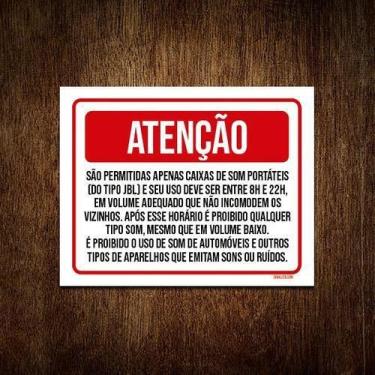 Imagem de Kit 10 Placas Sinalização - Atenção Permitidas Caixas Som - Sinalizo.C