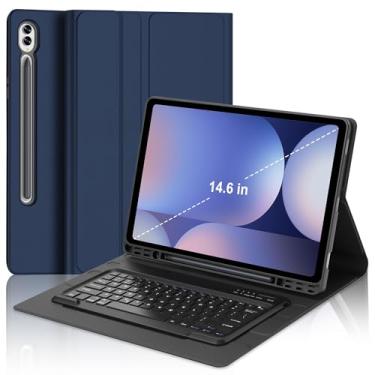 Imagem de Capa com teclado para Samsung Galaxy S10 Ultra/S9 Ultra/S8 Ultra 37.1 cm teclado magnético para Galaxy Tab S10 Ultra capa com teclado destacável para S9 Ultra Tab Book capa com suporte para caneta