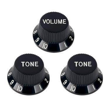 Imagem de Banworks Maçanetas de controle de guitarra elétrica Imperial de 24 estrias 2 tons e 1 volume de 6 mm (15/162.6 cm) para guitarras elétricas Fender Strat ST, pacote com 3 JT/XN-06 preto