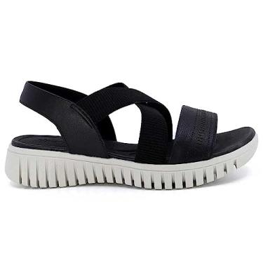 Imagem de Sandália Feminina Plataforma Couro Elástico Preto Usaflex AH0111