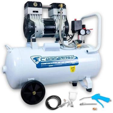 Imagem de Compressor Portátil 2HP 50L sem Óleo 220V COMPBRASIL com Kit para Compressor 6 Peças FERRARI