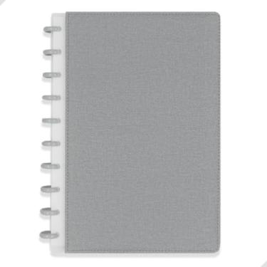Imagem de Caderno Mágico Inteligente B5 com 10 Discos 18,5 x 26cm 80 Folhas Capa Texturizada, com Elástico Premium (Cinza)