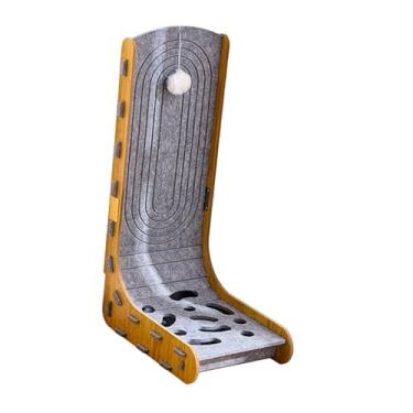 Imagem de KiBcsLic Arranhador de feltro para gatos de interior com bola pendurada vertical, exclusivo para economia de espaço, para cama de exercícios e almofada para, Cinza com Bola de Sino