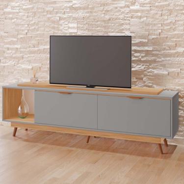 Imagem de Rack Poliana 100% MDF Tuboarte 2 Portas 1 Nicho e Pés Estilo Retrô