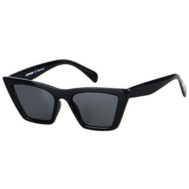 Imagem de ANDWOOD Óculos de sol Cat Eye para mulheres, armação polarizada, vintage, quadrado, clássico, retrô, óculos de sol, Preto | Preto polarizado, Medium
