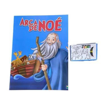 Imagem de Livro Infantil Arca De Noé Colorir Com 6 Giz De Cera - Todo Livro