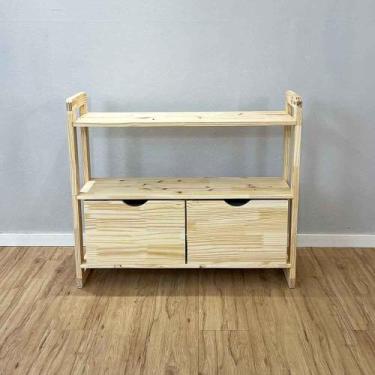 Imagem de Aparador de Madeira Pinus Linea de 3 Prateleiras Ample com 2 Gavetas N