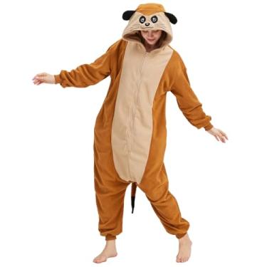 Imagem de NAMHTOM Fantasia divertida de suricata para adultos, cosplay, fantasia de suricata, fantasias de Halloween, cosplay, animal, roupa de dormir feminina e masculina