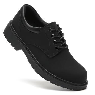 Imagem de IUY Sapatos Oxford femininos pretos Oxford plataforma de couro envernizado Oxfords confortável elegante antiderrapante cadarço grosso casual trabalho negócios escritório oxford sapatos, 253 preto, 37