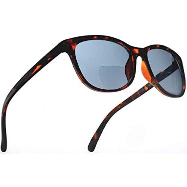 Imagem de SAMBA SHADES Óculos de sol bifocais de leitura modernos com concha de tartaruga marrom demi, lente cinza, ampliação 1.0 para homens e mulheres