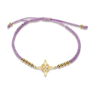 Imagem de UNIFT Pulseira de nó de bruxa para mulheres e homens, aço inoxidável, mágico, nó de bruxaria, com uma miçanga de trama colorida, joia Wiccan ajustável, one size, Aço inoxidável, Sem Pedra Preciosa