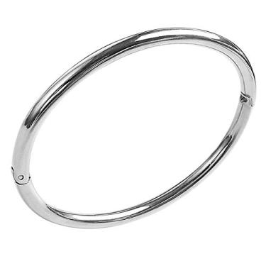 Imagem de Carweilon Pulseira pequena com dobradiça e prata branca para presente de dia dos namorados, Medium, Aço inoxidável