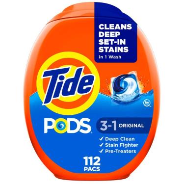 Imagem de Detergente para roupa Tide PODS autêntico Scent 112 pacotes