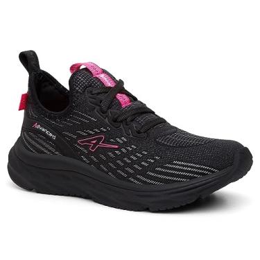 Imagem de Tênis Feminino Corrida Advanced PRO Run Ultra Leve Caminhada Academia Cor:Preto-Rosa;Genero:Feminino;Tamanho:38