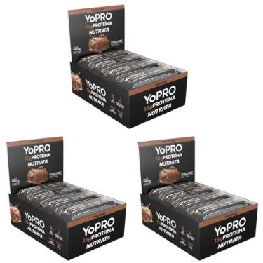 Imagem de 3x Barras De Proteína Yopro 12 Barras 55g Whey Bar - Nutrata, Chocolat