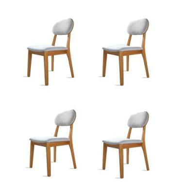 Imagem de Kit 4 Cadeiras Dalia Madeira Maciça Tauari e Linho Prata - Móveis Mund