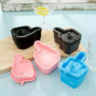 Imagem de DJAPWPX Pacote com 4 formas de cubos de gelo de silicone para freezer, moldes de gelo de liberação fácil, formas divertidas, máquina de cubos de gelo para uísque, coquetéis, suco, café, bebidas,