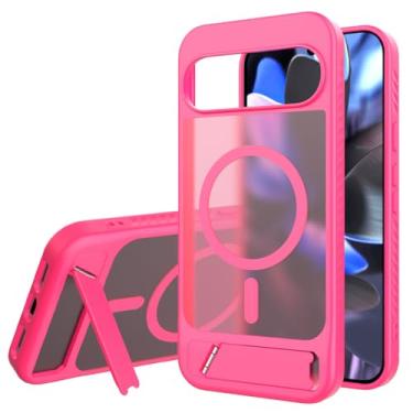 Imagem de Asuwish Capa de celular para Google Pixel 9 Pro XL, compatível com Magsafe Magnetic, protetor de tela de vidro temperado, suporte dobrável à prova de choque, capa protetora Pixel9 9Pro 9ProXL nove