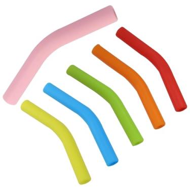 Imagem de LifCratms 6 peças de pontas de borracha de silicone de palha de metal para canudos de metal de aço inoxidável de 5/40.6 cm de largura (diâmetro externo de 8 mm) (colorido)