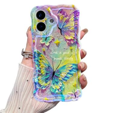 Imagem de VCTERFK Capa para iPhone 17, flor de pintura a óleo retrô colorida requintada, moldura ondulada com padrão brilhante, macia, durável, à prova de choque, proteção para câmera para iPhone 17, para