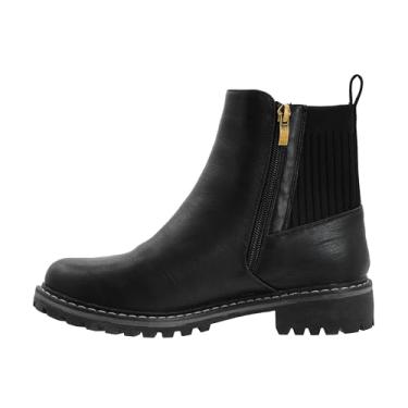 Imagem de Corkys Footwear Bota Chelsea feminina Dont Be Difficult, com um zíper lateral duplo, parte superior da meia, uma sola saliente e uma palmilha acolchoada confortável para usar o dia todo, Preto, 41