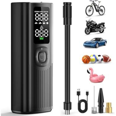 Imagem de Compressor de ar portátil para pneus, 150 PSI, display digital, alimentado por bateria sem fio, desligamento automático